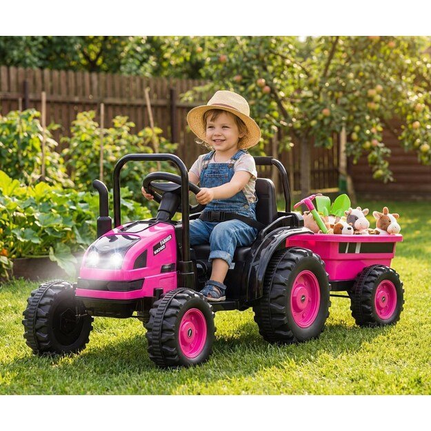 Electric tractor with trailer Milly Mally Farmer pink