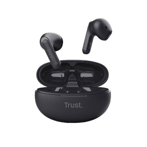 Trust Yavi – belaidės ausinės Bluetooth TWS su įkrovimo dėklu ir ENC (juoda)