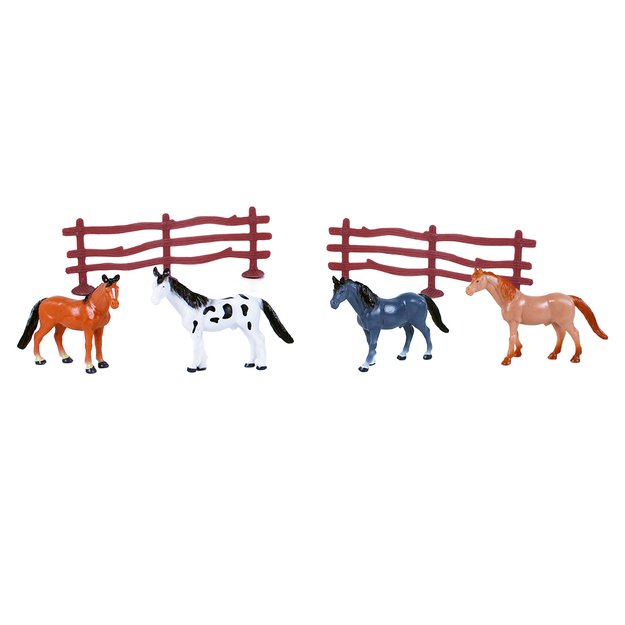 the horses with corral, 4 pieces