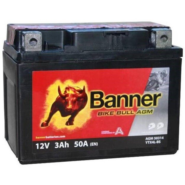 Banner 3Ah Bike Bull AGM 12V 50A akumuliatorius 114x71x86mm  