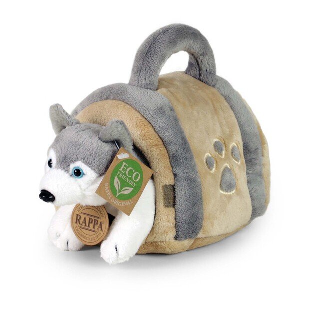Plush Husky with crate 13 cm ECO-FRIENDLY