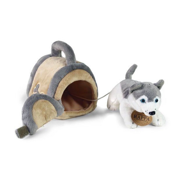 Plush Husky with crate 13 cm ECO-FRIENDLY