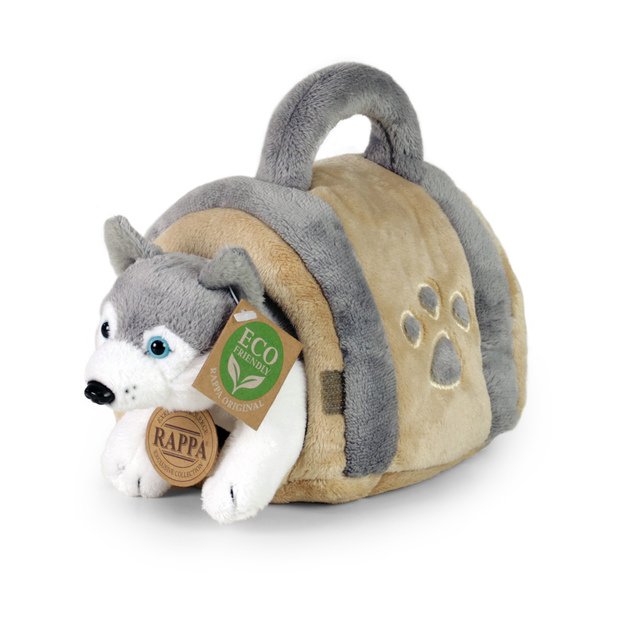 Plush Husky with crate 13 cm ECO-FRIENDLY