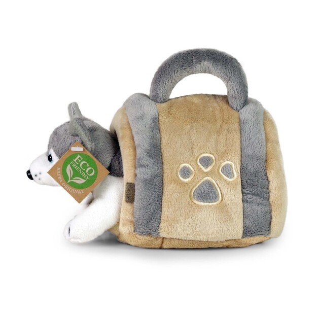 Plush Husky with crate 13 cm ECO-FRIENDLY