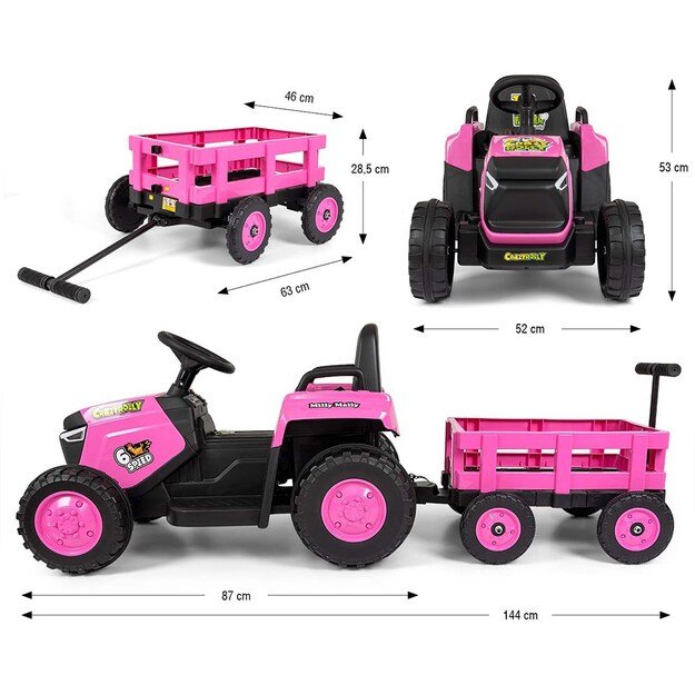 Electric tractor with trailer Milly Mally Rolly pink