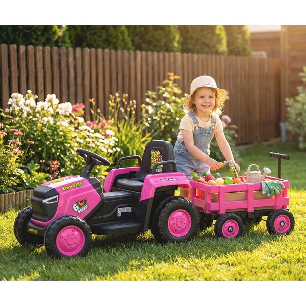Electric tractor with trailer Milly Mally Rolly pink