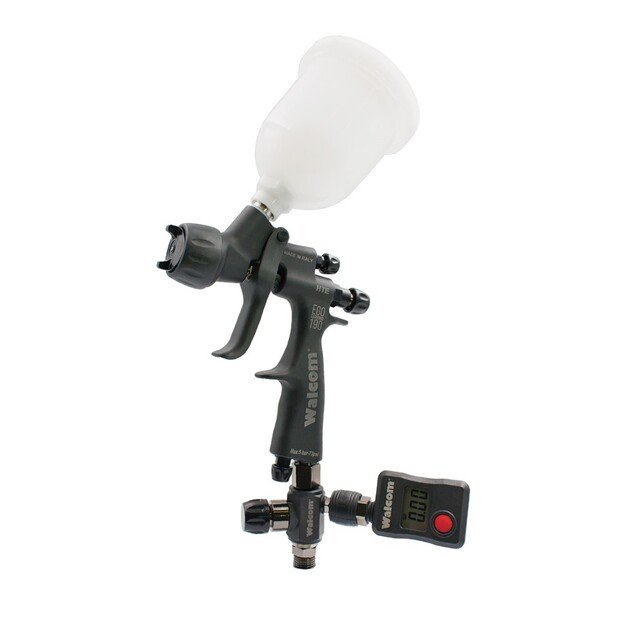 Mini dažymo pistoletas HTE 1.2 mm su manometru WALCOM GENESI CARBONIO  