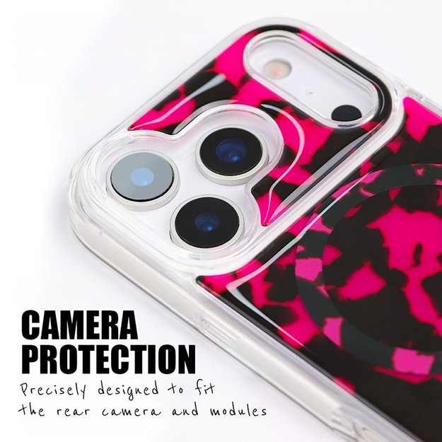Crong Deluxe MAG Cover - iPhone 17 Pro MagSafe Case (Pink Tortoise)