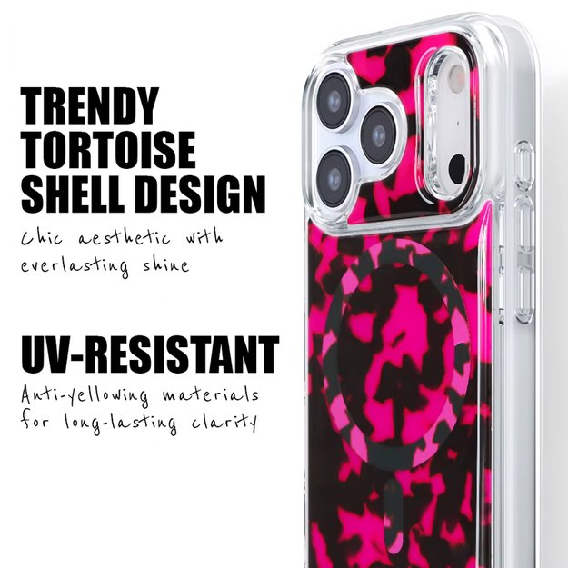 Crong Deluxe MAG Cover - iPhone 17 Pro MagSafe Case (Pink Tortoise)