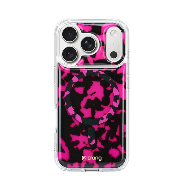 Crong Deluxe MAG Cover - iPhone 17 Pro MagSafe Case (Pink Tortoise)