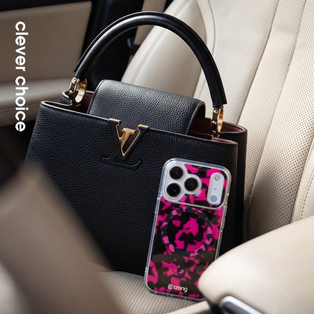Crong Deluxe MAG Cover - iPhone 17 Pro MagSafe Case (Pink Tortoise)