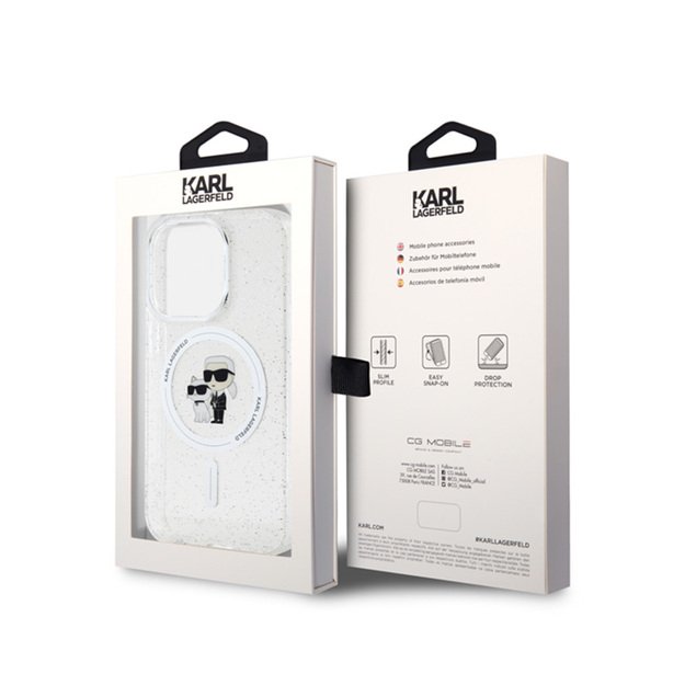 Karl Lagerfeld Karl & Choupette Glitter Magsafe - Case for iPhone 15 Pro (Transparent)