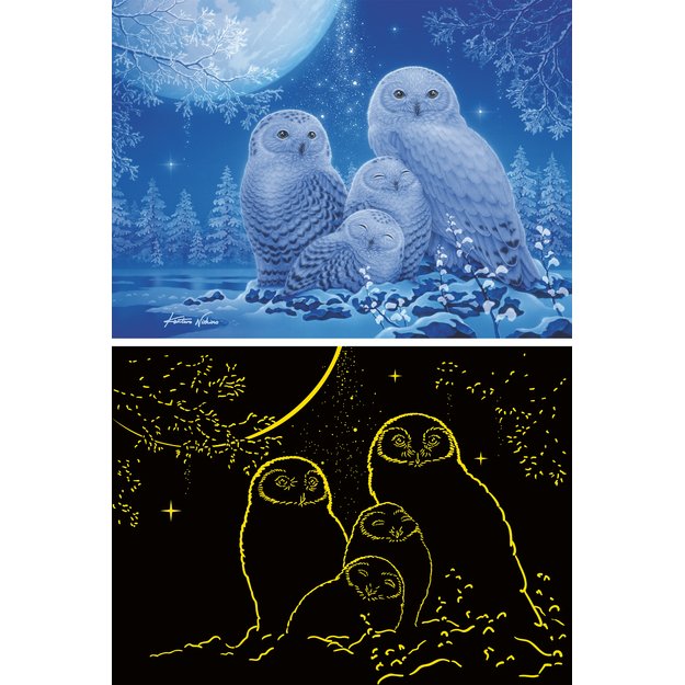 Ravensburger Glow In The Dark Puzzle 500 Pieces: Owls In The Moonlight