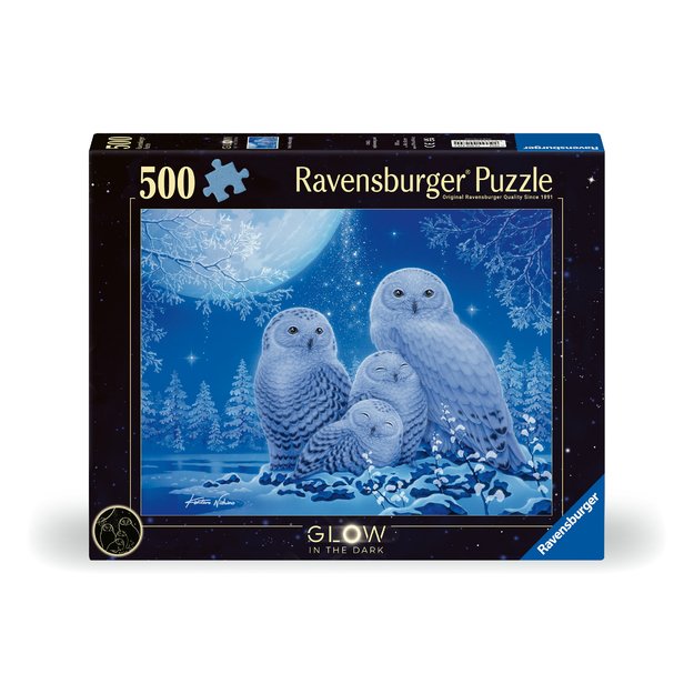 Ravensburger Glow In The Dark Puzzle 500 Pieces: Owls In The Moonlight