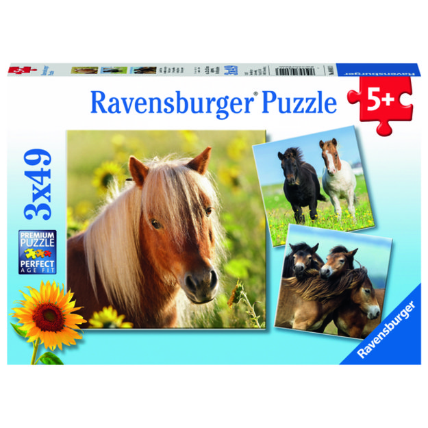 Ravensburger Puzzle 3x49 Pieces: Loving Horses
