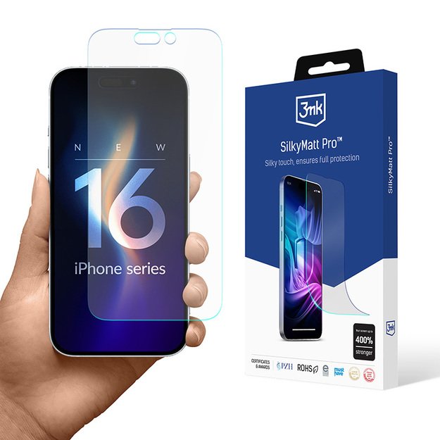 3mk Silky Matt Pro – matinė apsauginė plėvelė, skirta iPhone 16 Pro 3