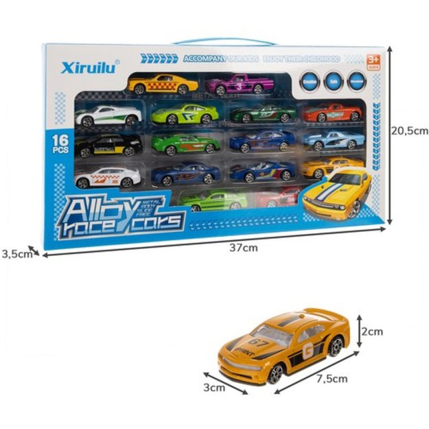 Spalvoti automobiliai/spyruokliniai automobiliai 1:64 - 16 vnt. Kruzelis 20352