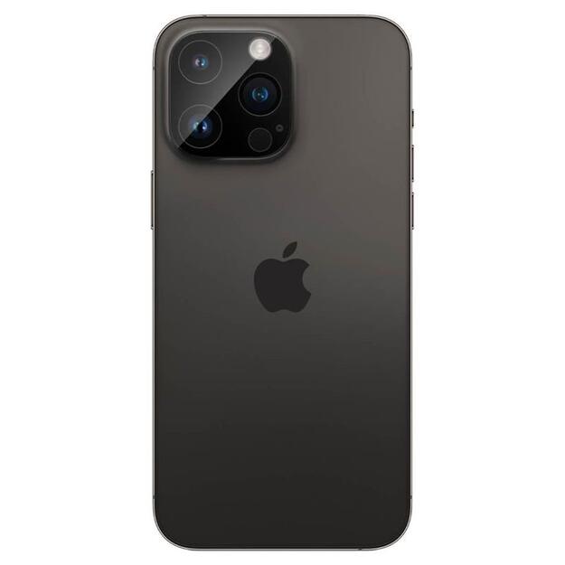 Spigen Optik.TR fotoaparato objektyvo apsauga, 2 pakuotės – objektyvo apsauginis stiklas, skirtas iPhone 15 Pro / 15 Pro Max / iPhone 14 Pro / 14 Pro Max (juodas)