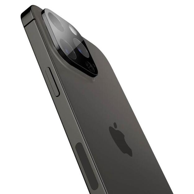 Spigen Optik.TR fotoaparato objektyvo apsauga, 2 pakuotės – objektyvo apsauginis stiklas, skirtas iPhone 15 Pro / 15 Pro Max / iPhone 14 Pro / 14 Pro Max (juodas)