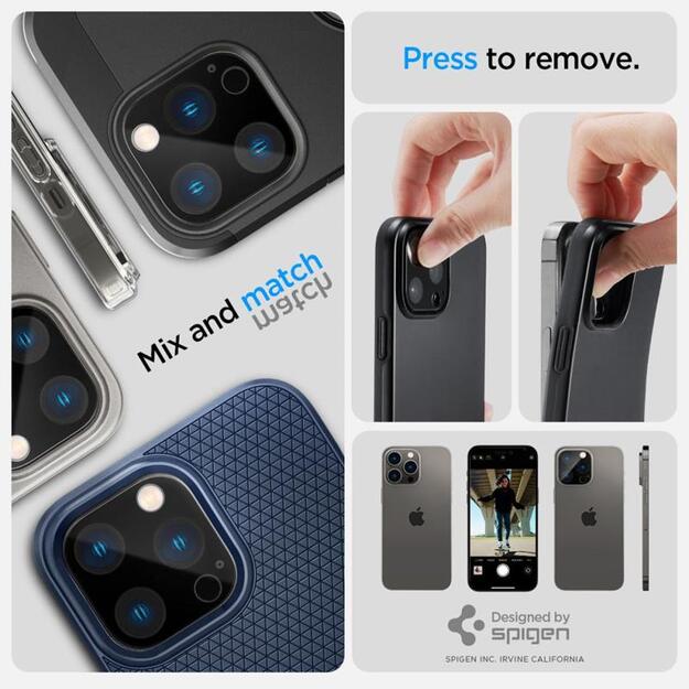 Spigen Optik.TR fotoaparato objektyvo apsauga, 2 pakuotės – objektyvo apsauginis stiklas, skirtas iPhone 15 Pro / 15 Pro Max / iPhone 14 Pro / 14 Pro Max (juodas)