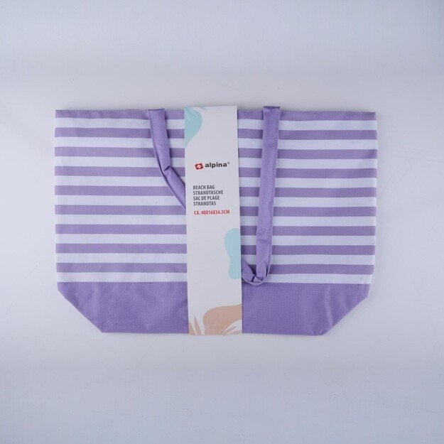 Alpina - dryžuotas paplūdimio krepšys 49,3x16x34 cm (violetinė / balta) 2