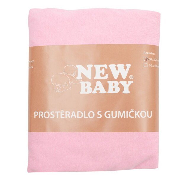 Džersio lovelės paklodė New Baby 120x60 rožinė 2