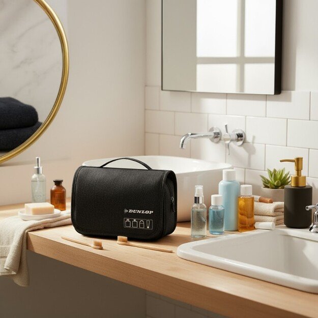 Dunlop – Kelioninis kosmetinis krepšys su pakabinimo kabliu 25x20x10 cm (juodas) 4