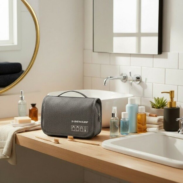 Dunlop – Kelioninis kosmetinis krepšys su kabliuku 25x20x10 cm (pilkas) 4