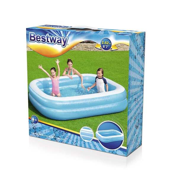 Pripučiamas vaikų baseinas Bestway šeimos 262x175x51 cm mėlynas