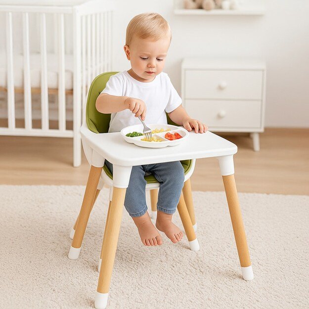 Nauja Baby Grace žalia 3in1 aukšta kėdutė 5