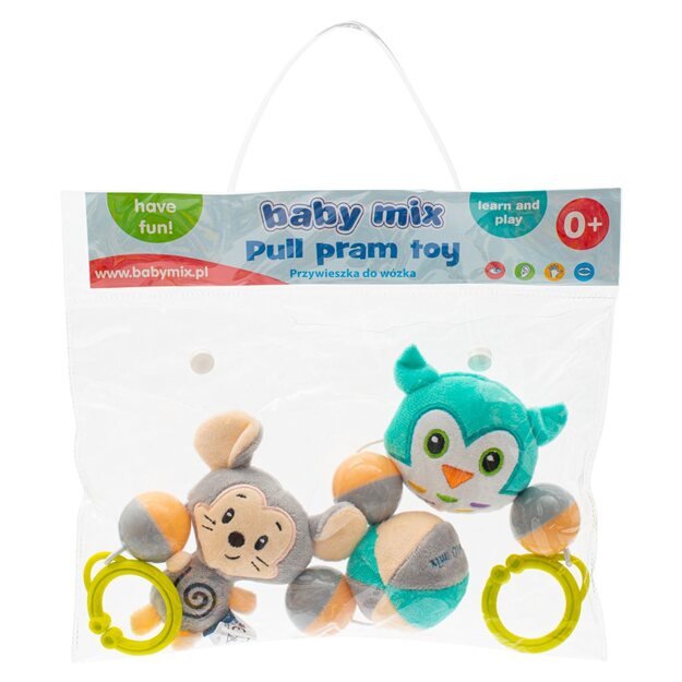 Baby Mix Mouse and Owl pliušinis vežimėlio barškutis