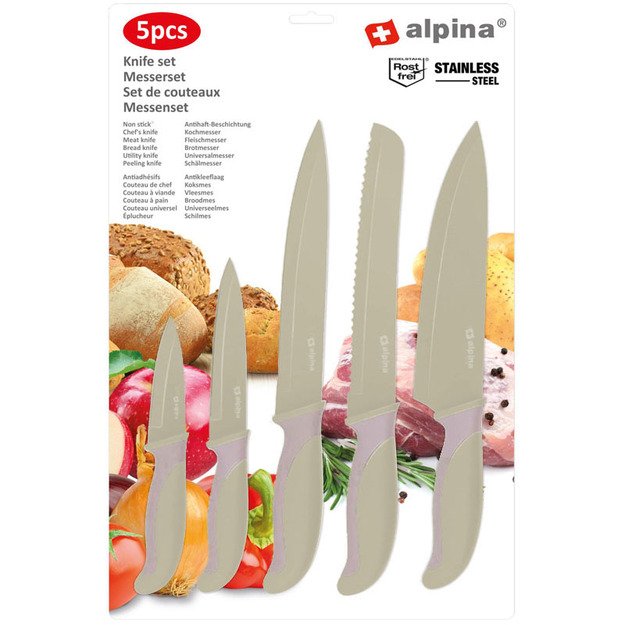 Alpina - nerūdijančio plieno peilių rinkinys (smėlio spalvos) 3