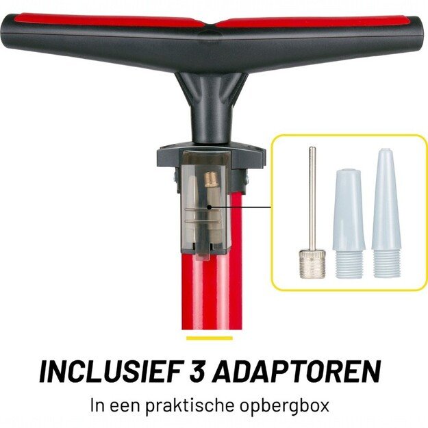 Dunlop - Grindų pompa dviračiams, kamuoliams, čiužiniams su manometru (raudona) 12