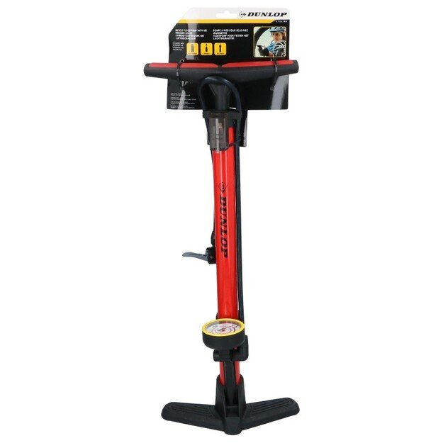 Dunlop - Grindų pompa dviračiams, kamuoliams, čiužiniams su manometru (raudona) 11