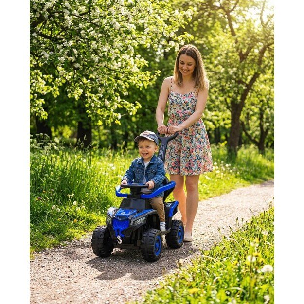 Baby Mix Ruggy elektrinis pasivažinėjimas su mėlyna kreipiamuoju strypu