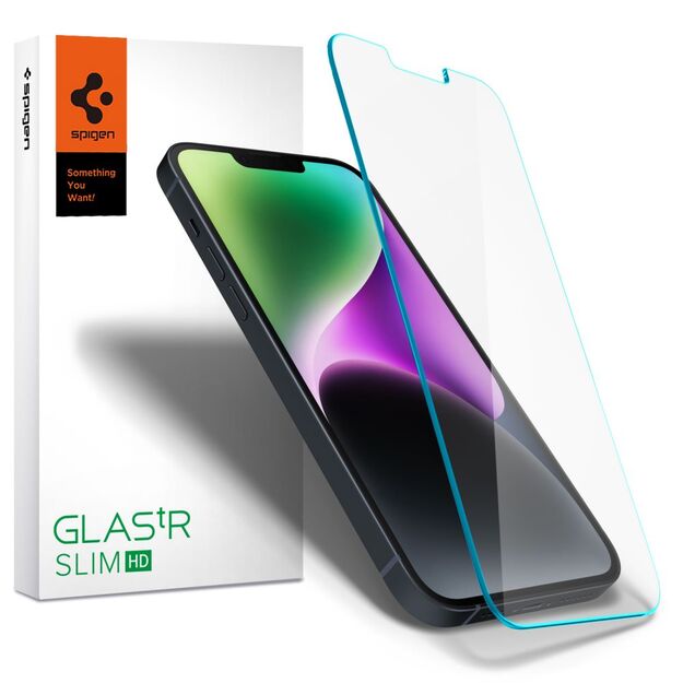 Spigen Glas.TR Slim – stiklas, skirtas Apple iPhone 14 / iPhone 13 / iPhone 13 Pro