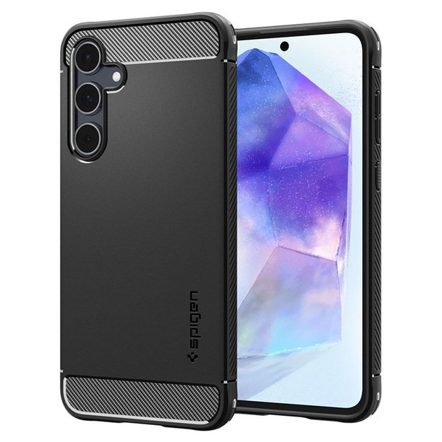 „Spigen Rugged Armor“ – dėklas, skirtas Samsung Galaxy A55 5G (matinė juoda) 18