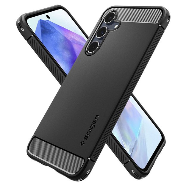 „Spigen Rugged Armor“ – dėklas, skirtas Samsung Galaxy A55 5G (matinė juoda) 25