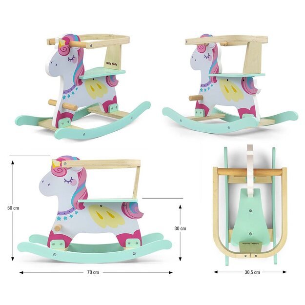 Milly Mally Lucky 12 Unicorn medinis supamas arkliukas su atlošu