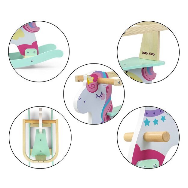 Milly Mally Lucky 12 Unicorn medinis supamas arkliukas su atlošu