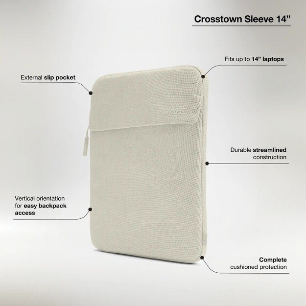 „Incase Crosstown“ rankovė su „Woolenex“ – dėklas su kišene, skirtas „MacBook Pro 14“ (M4/M3/M2/M1/2024-2021) (kalkakmenis)