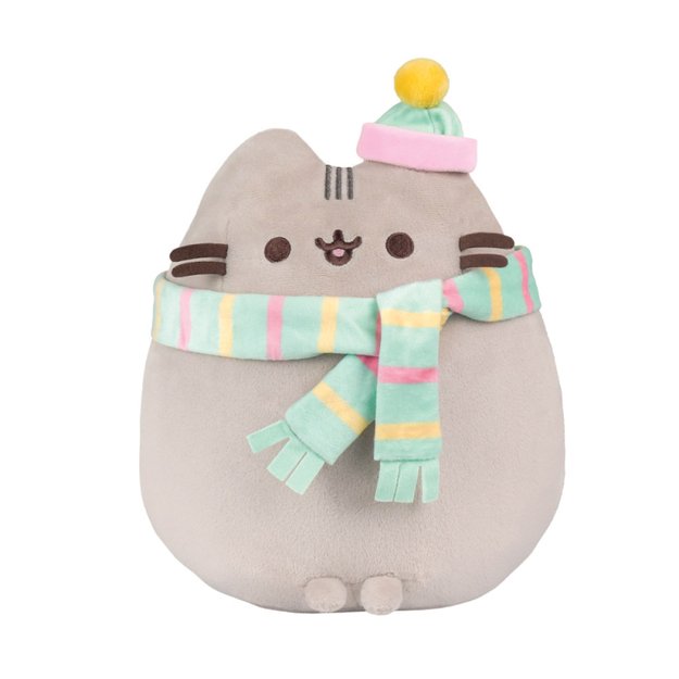 Pusheen - pliušinis talismanas su skara ir kepure 24 cm