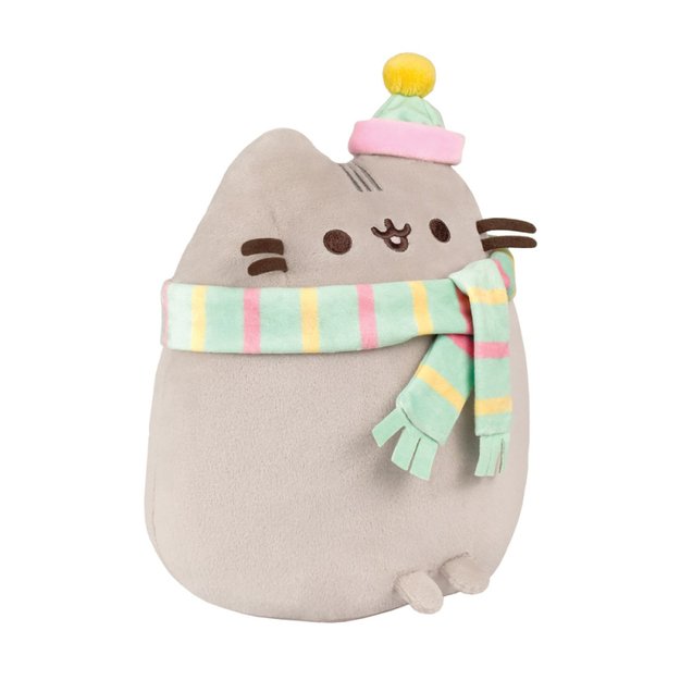 Pusheen - pliušinis talismanas su skara ir kepure 24 cm