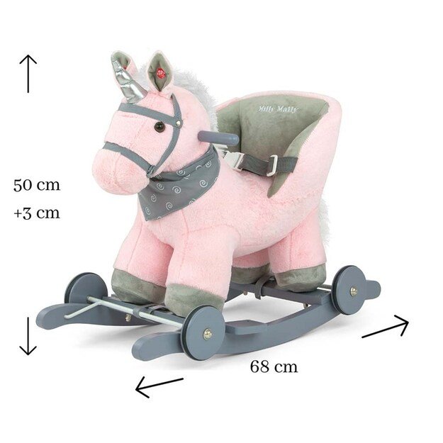 Supamasis žirgas su melodija ir ratukais Milly Mally Polly rožinė