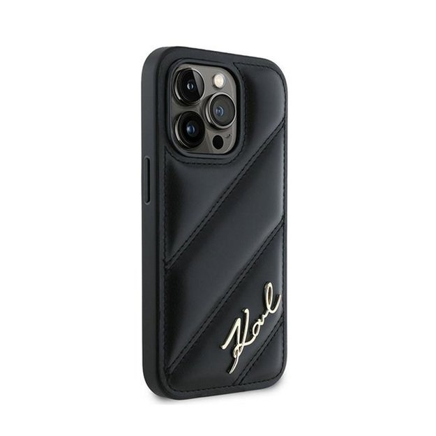 Karl Lagerfeld Diagonal Quilted Script – dėklas, skirtas iPhone 13 Pro Max (juodas)