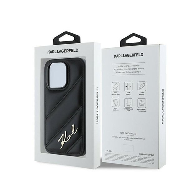 Karl Lagerfeld Diagonal Quilted Script – dėklas, skirtas iPhone 13 Pro Max (juodas)