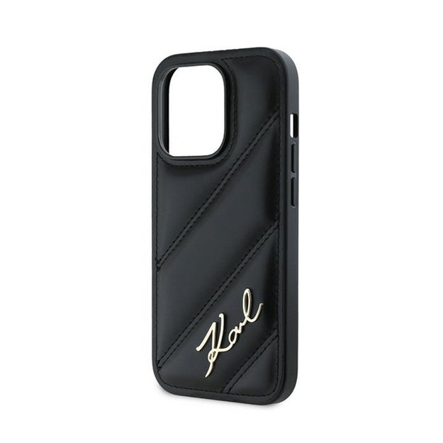 Karl Lagerfeld Diagonal Quilted Script – dėklas, skirtas iPhone 13 Pro Max (juodas)