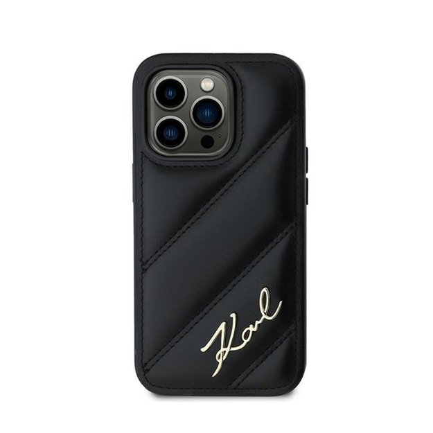 Karl Lagerfeld Diagonal Quilted Script – dėklas, skirtas iPhone 13 Pro Max (juodas)