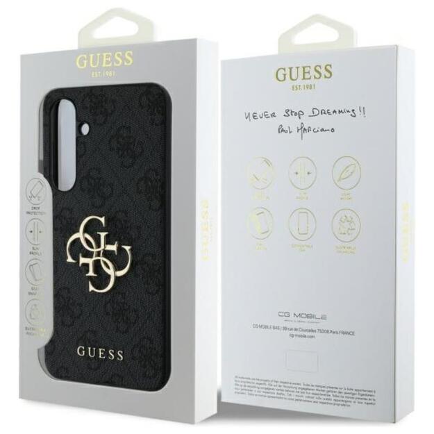 Guess 4G didelis metalinis logotipas – dėklas, skirtas Samsung Galaxy S24 FE (pilkas)