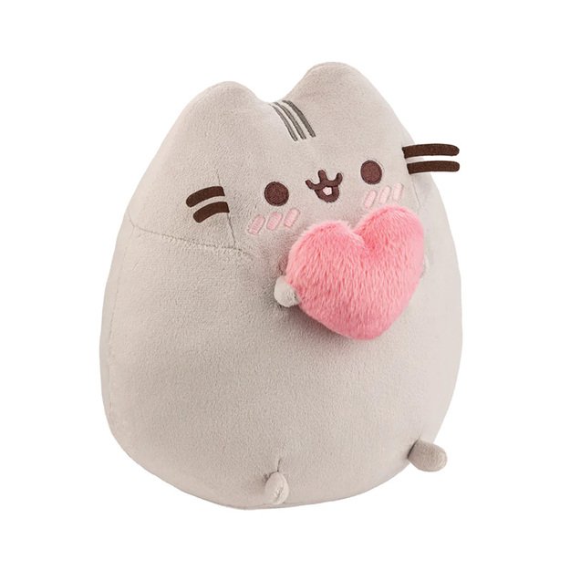 Pusheen - pliušinis talismanas su širdele 24 cm 2